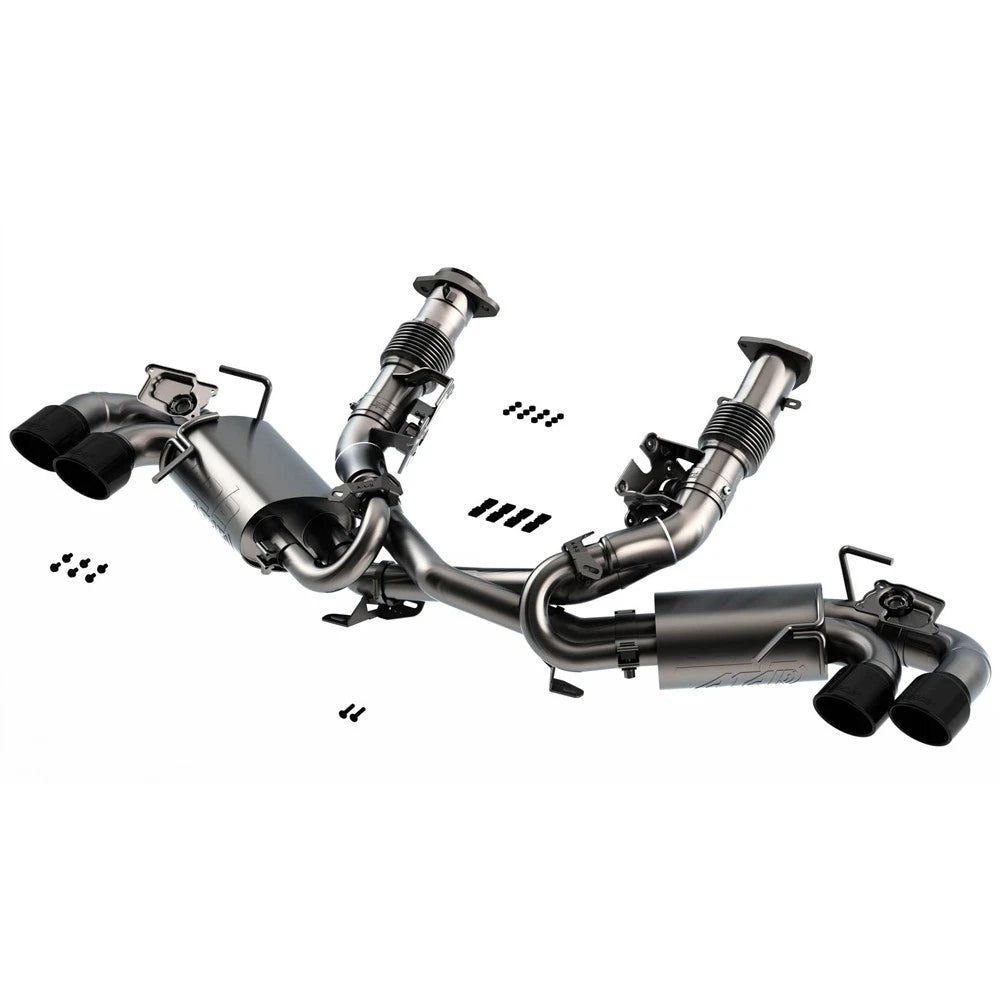 Borla 2020 Chevrolet Corvette C8 6.2 ATAK 3in Exhaust System Dual Round Rolled A/C Black Chrome Tips