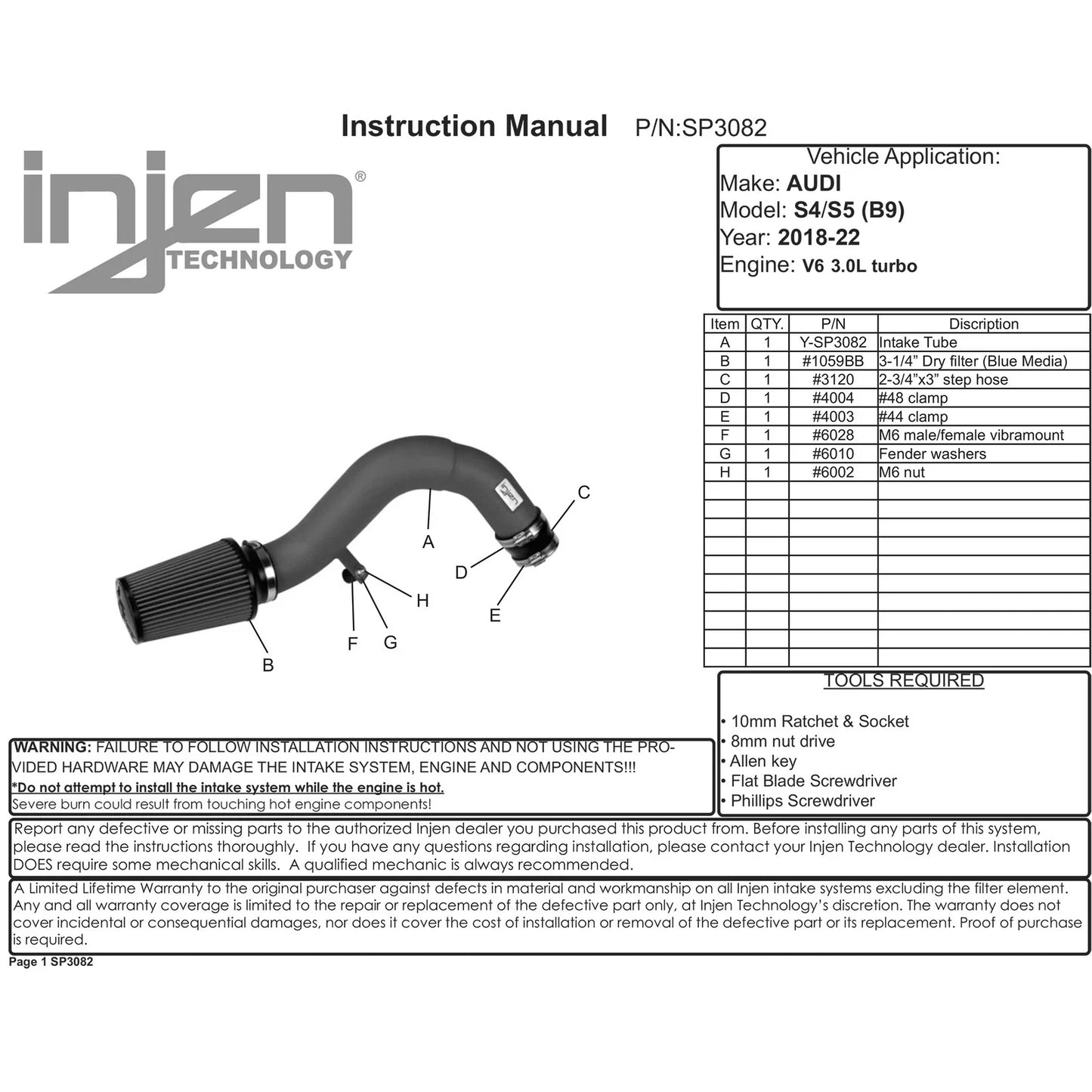 Injen 18-19 Audi S4/S5 (B9) 3.0L Turbo Wrinkle Red Short Ram Intake