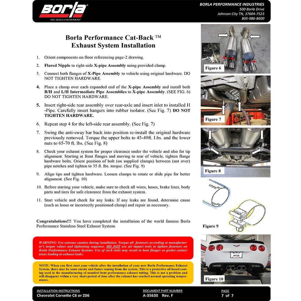 Borla 05-08 Chevrolet Corvette Coupe/Convertible 2dr 6.2L 8cyl AT/MT 6spd ATAK SS Catback Exhaust
