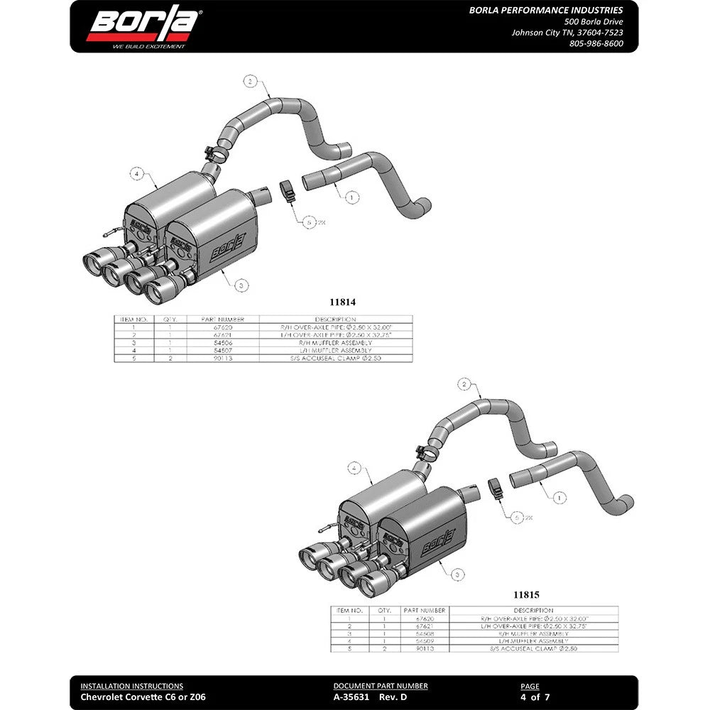 Borla 05-08 Chevrolet Corvette Coupe/Conv 6.0L/6.2L 8cyl Aggressive ATAK Exhaust (rear section only)