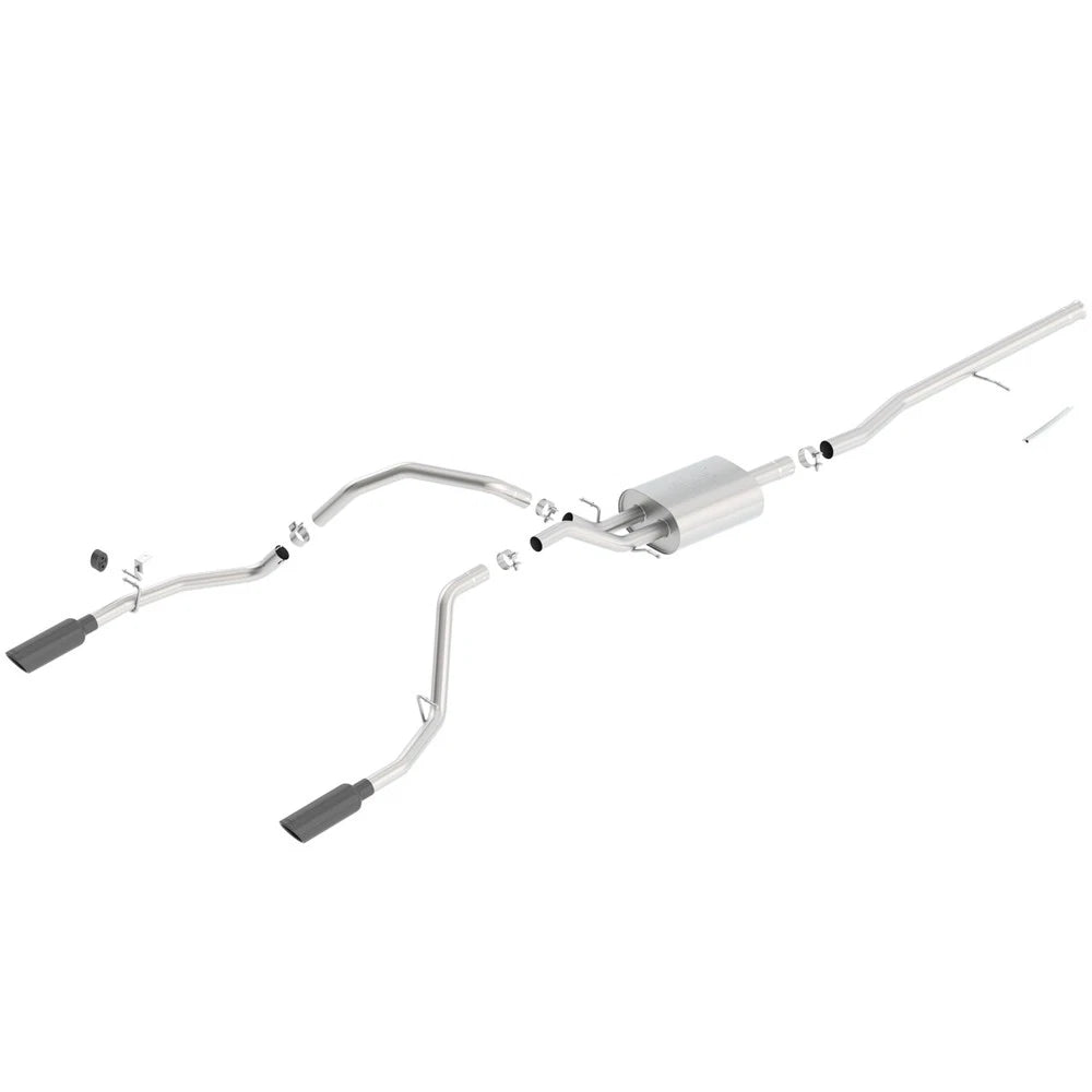 Borla 14 Silv/Sierra C/B Exhaust ATAK 1500 5.3L V8 AT/MT 2&4WD Ext Cab (78.7) WB - Black Chrome