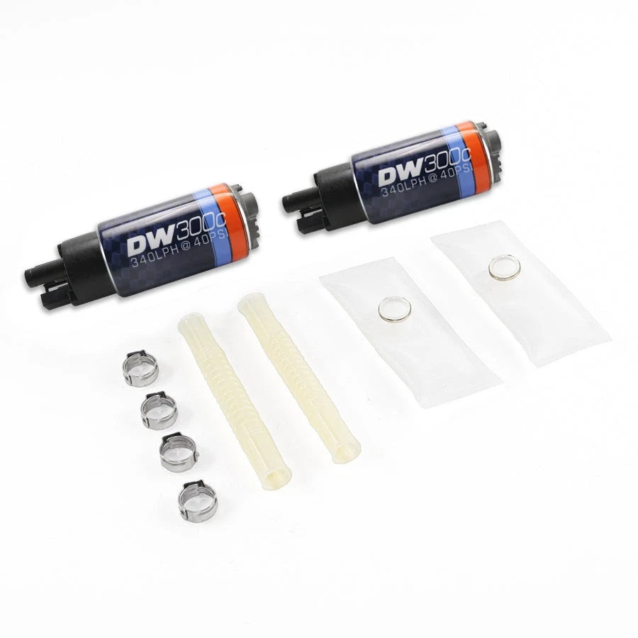 DeatschWerks 340lph DW300C Compact Fuel Pump w/ Install Kit 03-04 Ford Mustang Cobra (2 Pumps)