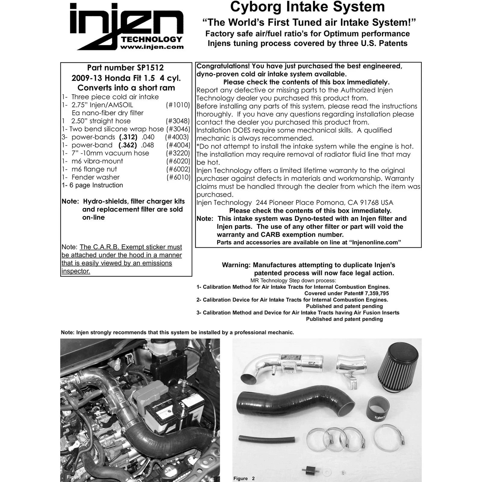 Injen 09-13 Honda Fit 1.5L 4 Cyl. Black Cold Air Intake