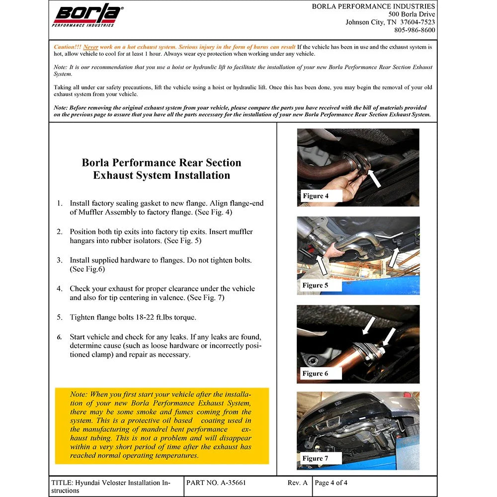 Borla 12-14 Veloster 1.6L AT/MT FWD 2dr 2.25in No Tips SS Exhaust (rear section only)