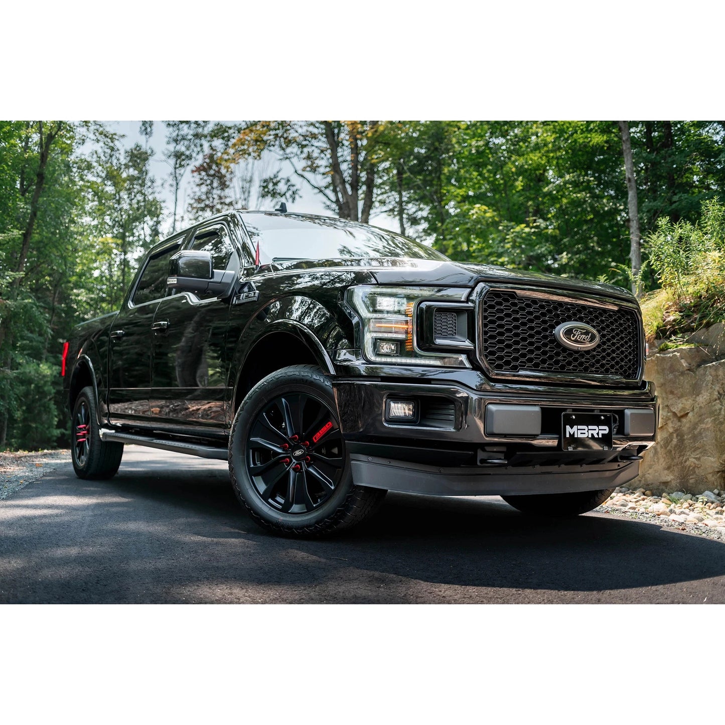 MBRP 15-20 Ford F150 Pre-Axle 4in OD Tips Dual Outlet 3in Black Coated Cat Back Exhaust