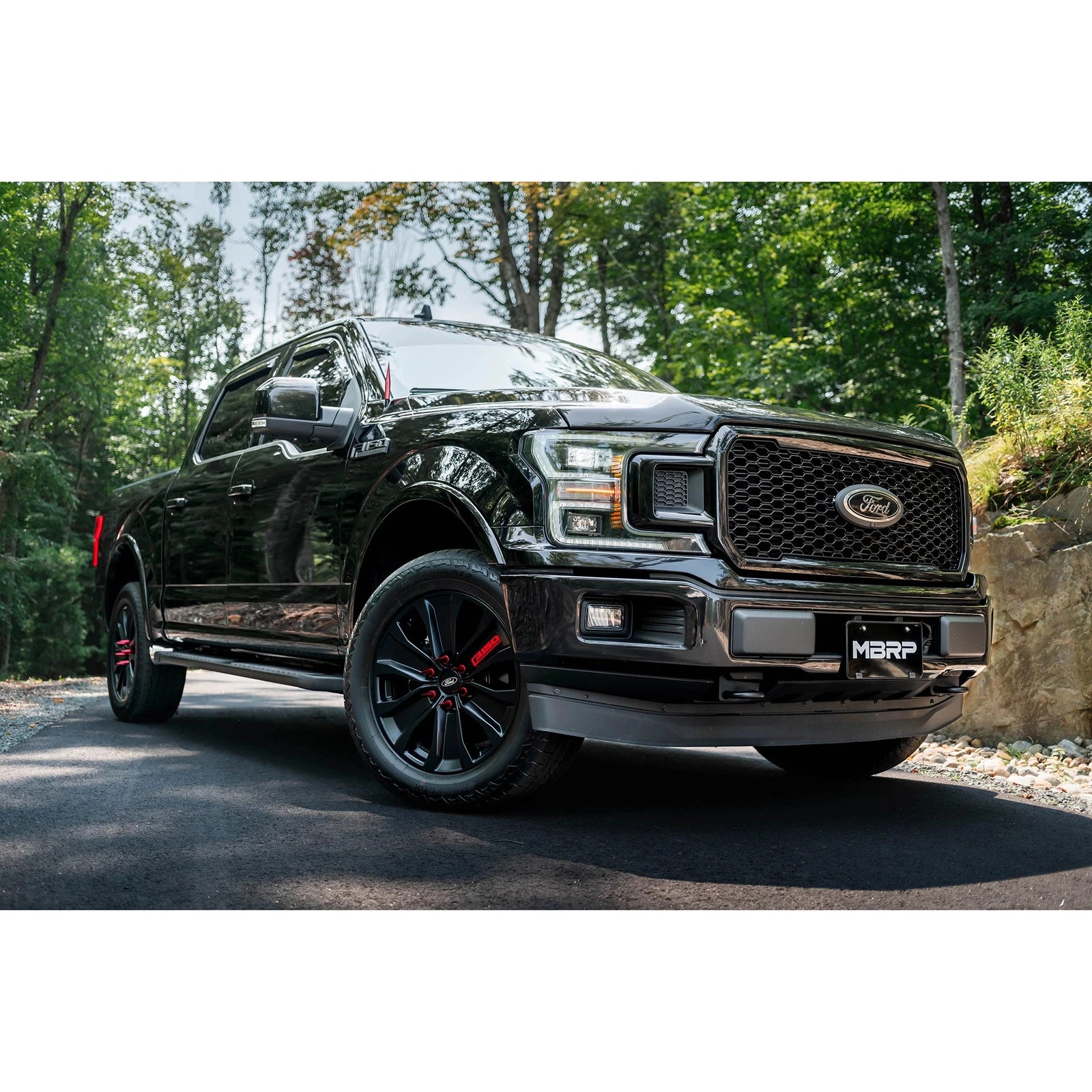 MBRP 15-20 Ford F150 Pre-Axle 4in OD Tips Dual Outlet 3in Black Coated Cat Back Exhaust