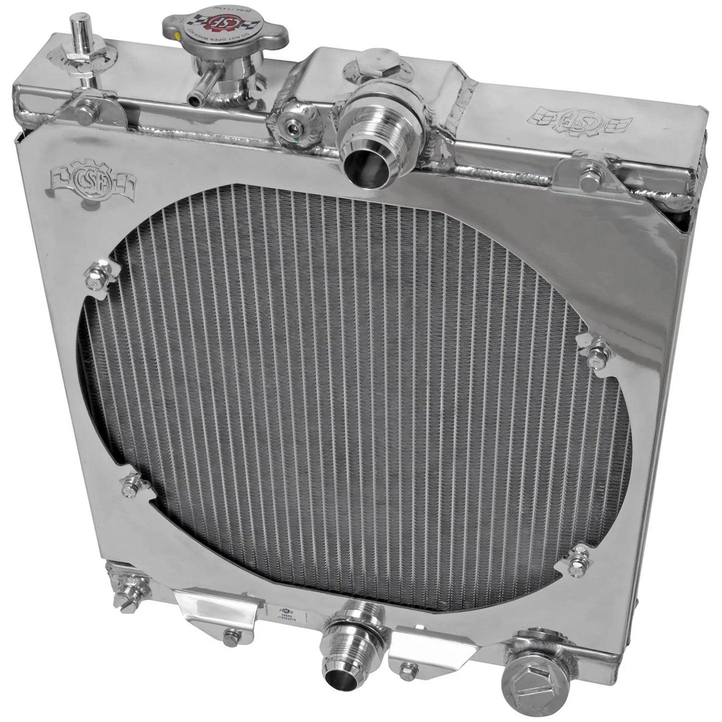 CSF Universal Half Radiator w/-16AN & Slip-On Fittings/12in SPAL Fan & Shroud