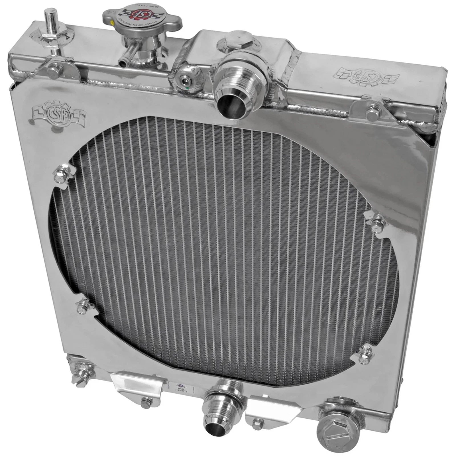 CSF Universal Half Radiator w/-16AN & Slip-On Fittings/12in SPAL Fan & Shroud