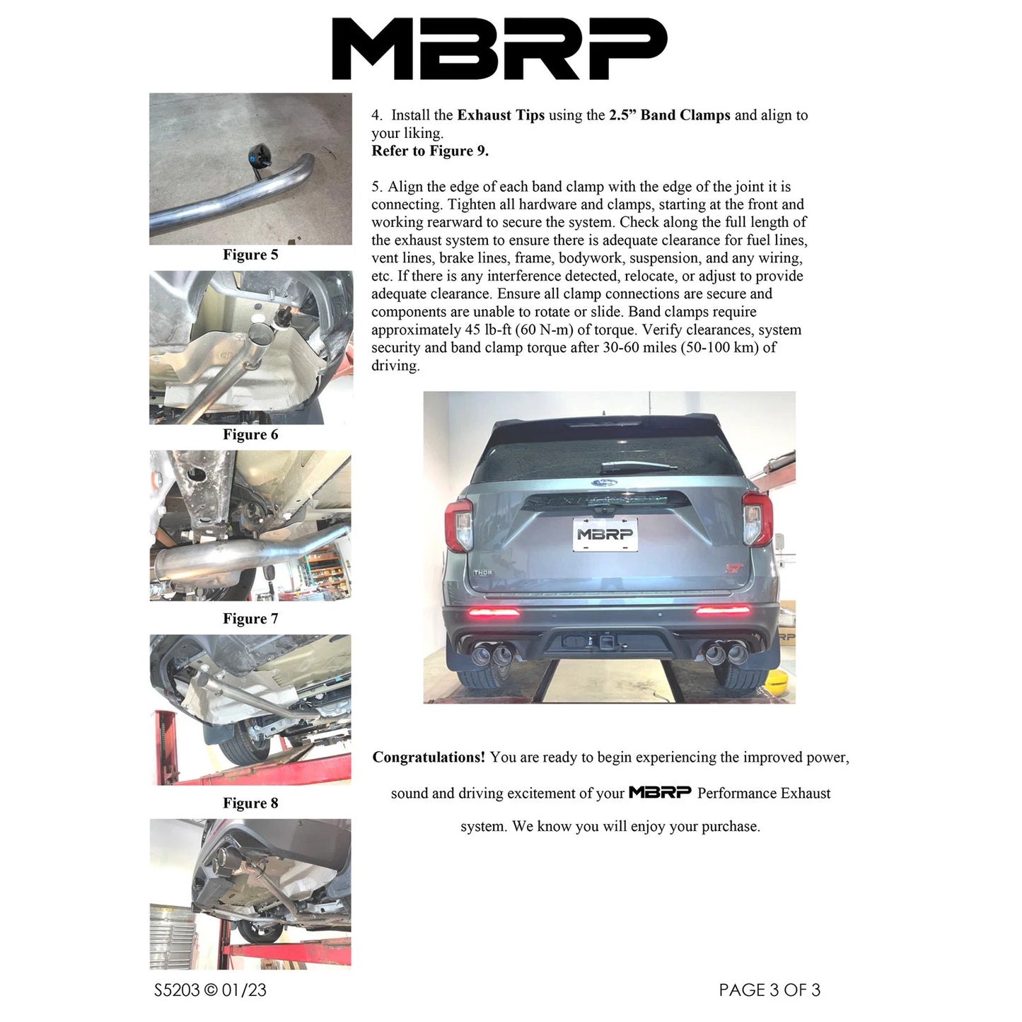 MBRP 20-21 Ford Explorer ST 3.0L EcoBoost Dual Rear Exit Axle Back w/ Quad Carbon Fiber Tips - T304