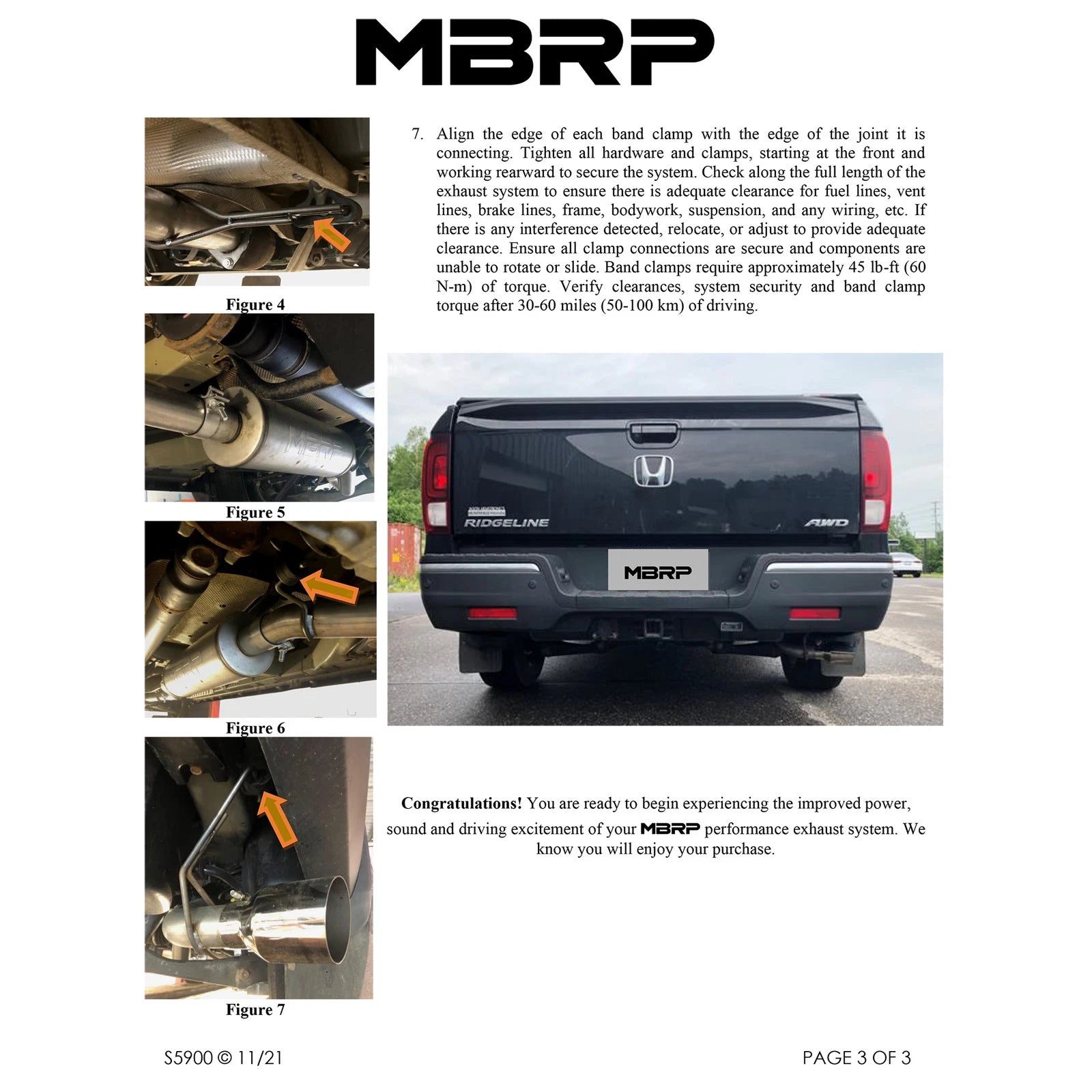 MBRP 17-20 Honda Ridgeline 3.6L Aluminized Steel 2.5in. Cat-Back Exhaust - Single Side