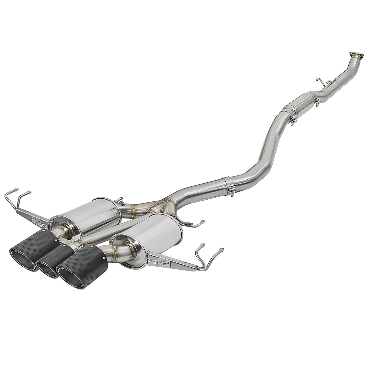 aFe POWER Takeda 2-1/2in to 2-1/4in 304SS Catback Dual-Exit Exhaust 17+ Honda Civic Type R w/CF Tips
