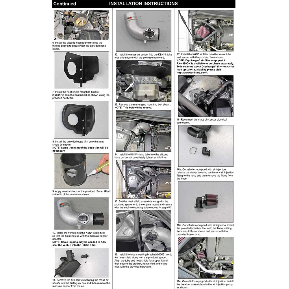 K&N 12 Chevy Sonic 1.8L Silver Typhoon Cold Air Intake