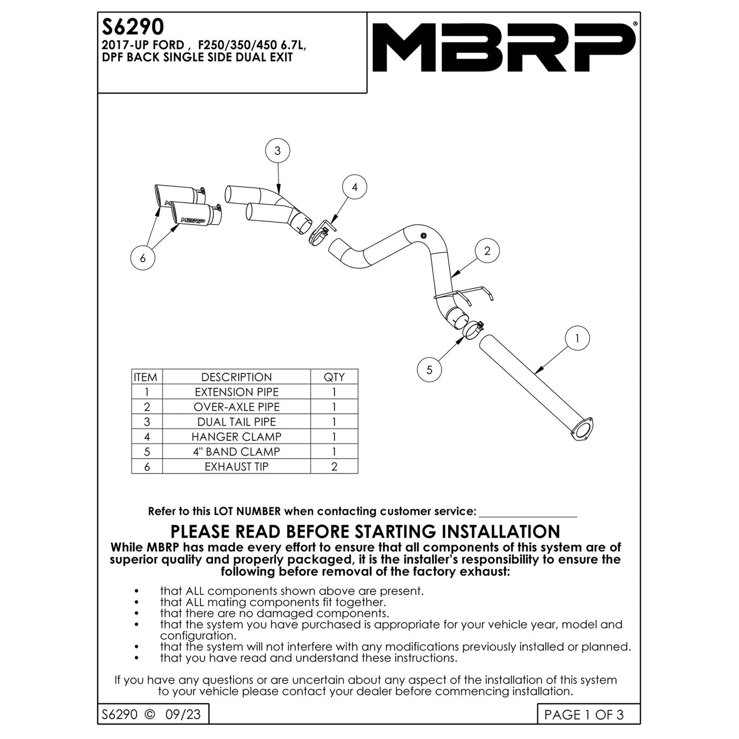 MBRP 17-19 Ford F-250/350/450 6.7L 4in Filter Back Single Side Dual Exit T409 Exhaust System