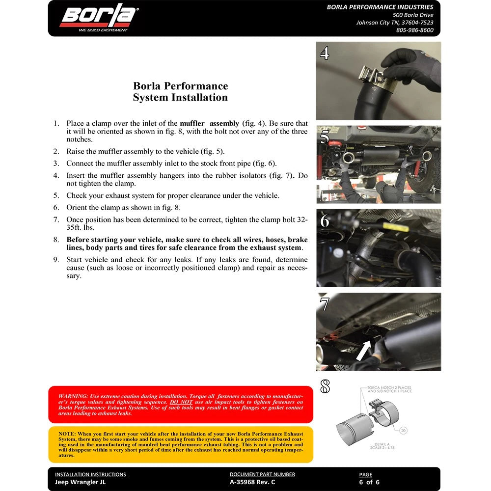 Borla 18-19 Jeep Wrangler JL/JLU 2.0L 4Cyl 2DR/4DR Axle Back Exhaust ATAK w/ 2.5in Tips - Black