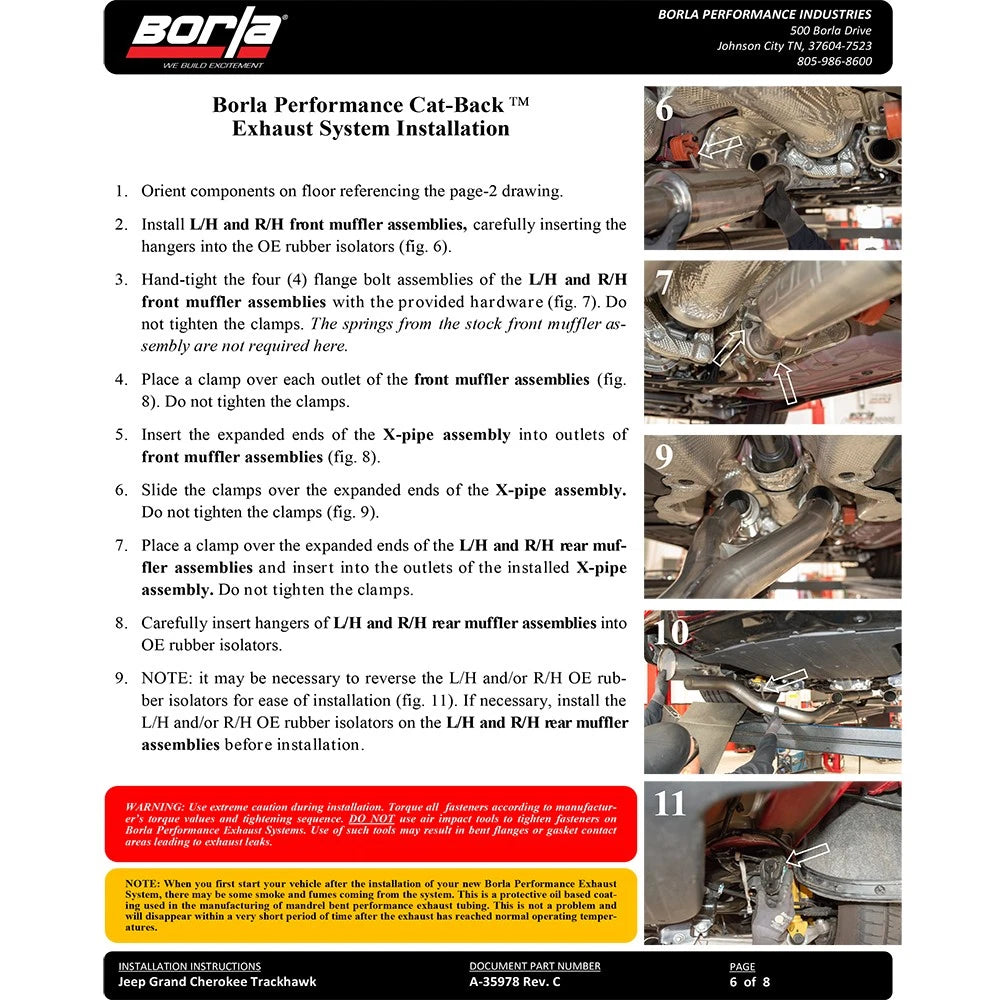 Borla 2018+ Jeep Grand Cherokee TrackHawk 6.2L V8 AWD 3in ATAK CatBack Exhaust (Uses Factory Tips)