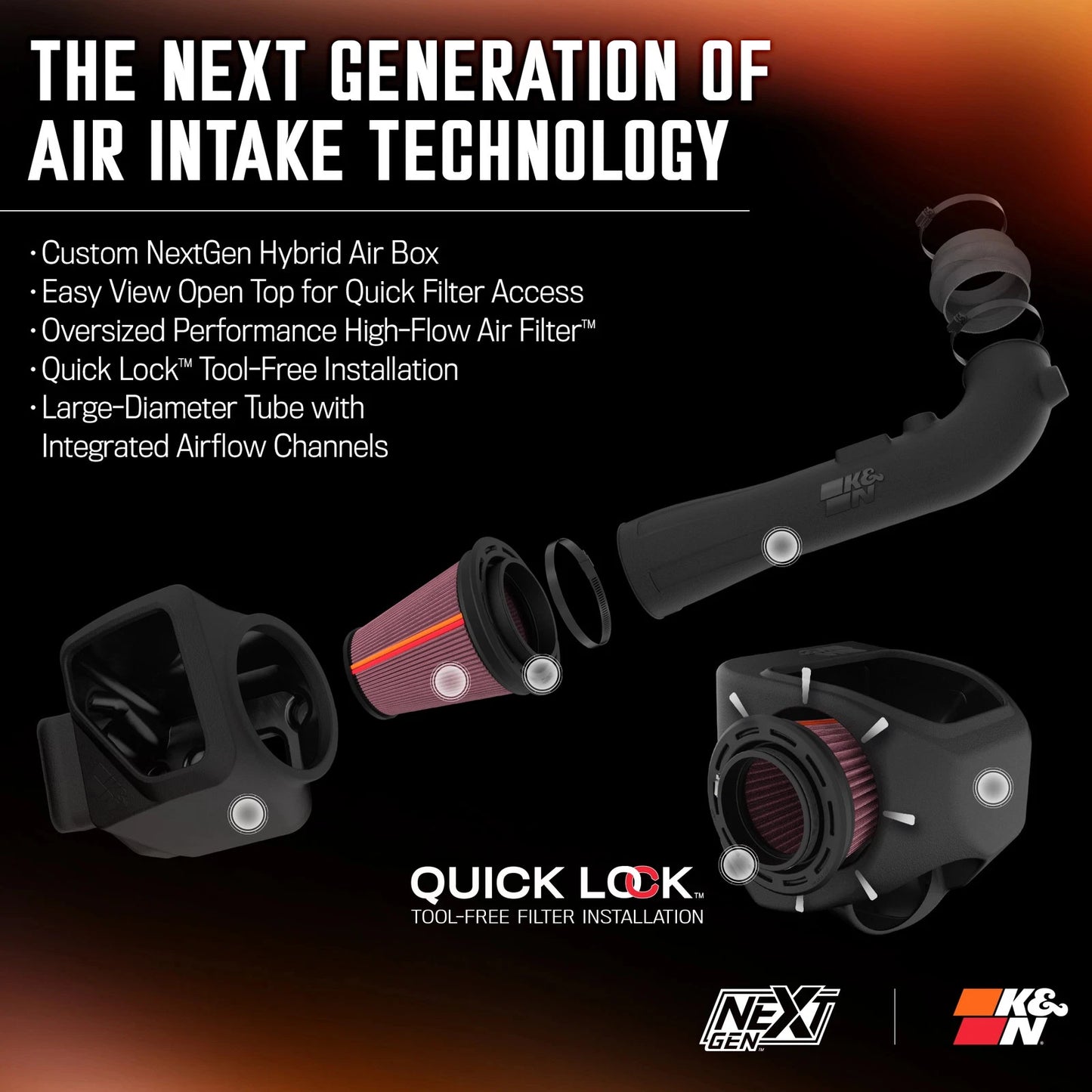 K&N 14-20 Chevy Silverado 1500 (5.3L/6.2L V8) NextGen Cold Air Intake