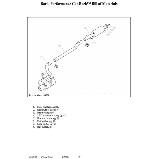 Borla 02-06 Mini Cooper Cat-Back Exhaust