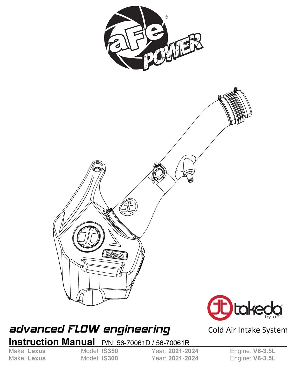 AFE Momentum Intake System W/ Pro Dry S Filter 21-24 Lexus IS300/IS350 V6 3.5L