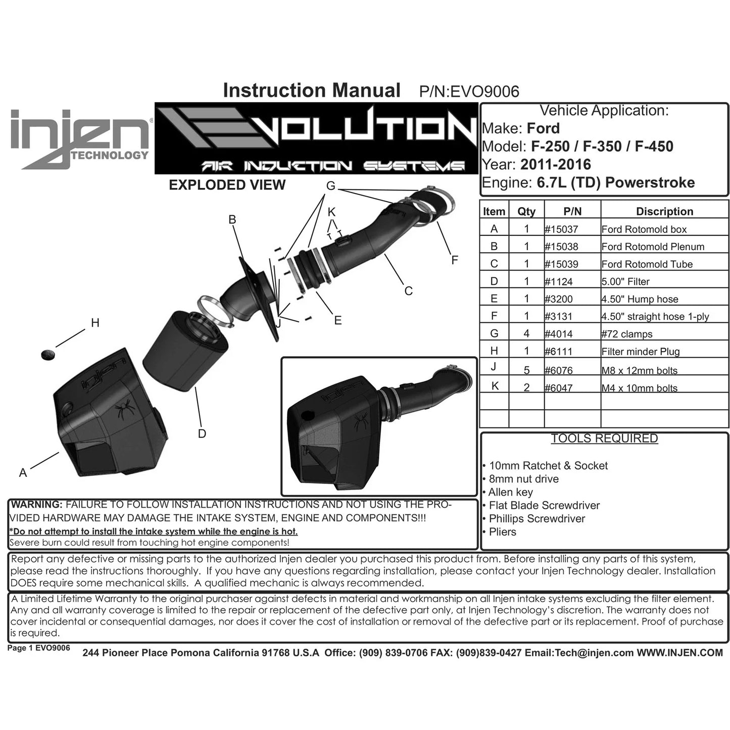 Injen 11-15 Ford F-250/F-350 6.7L Powerstroke Evolution Intake