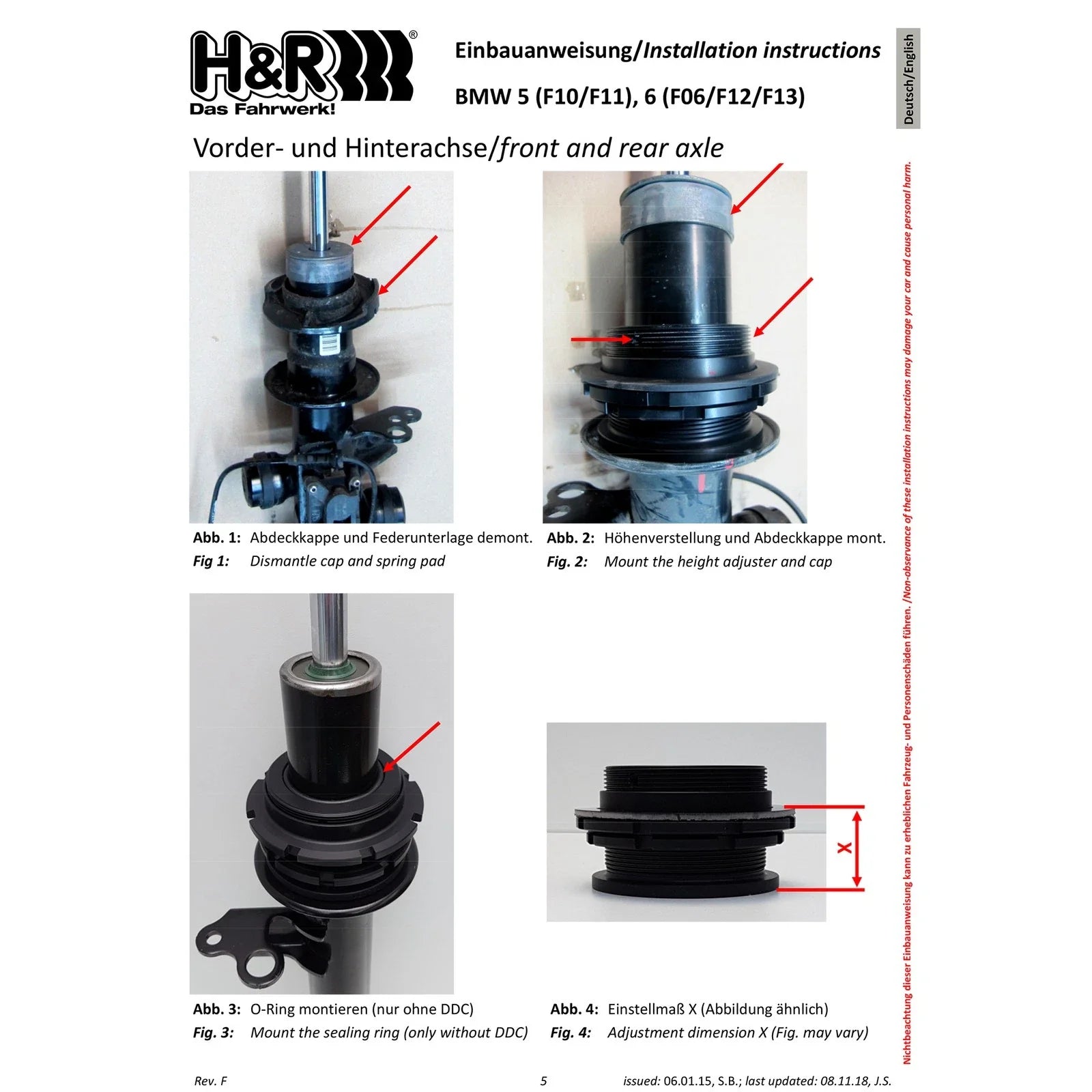 H&R 11-16 BMW 528i/535d/535i/550i F10 VTF Adjustable Lowering Springs (Incl. EDC)