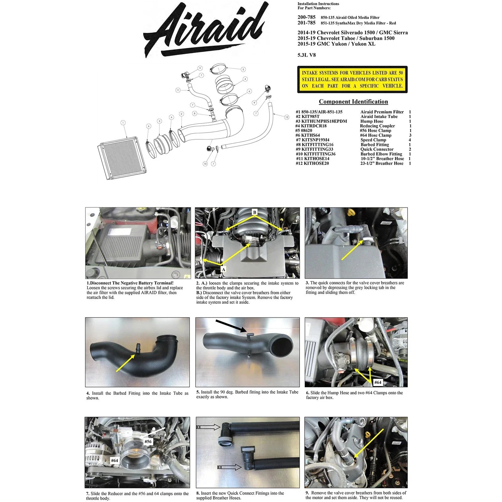 Airaid Jr. Intake Kit, Dry / Red Media 14-15 Chevrolet Silverado, 14-15 GMC Sierra, 2015 Sub 5.3L