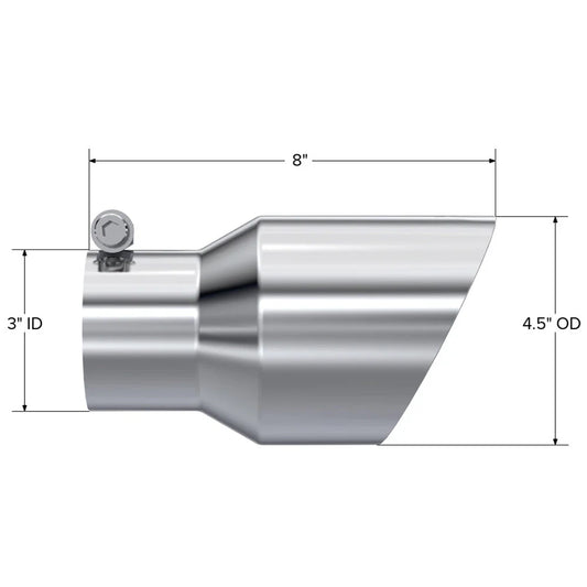 MBRP Universal Tip 4.5in O.D. Dual Wall Angled 3in inlet 8in length T304