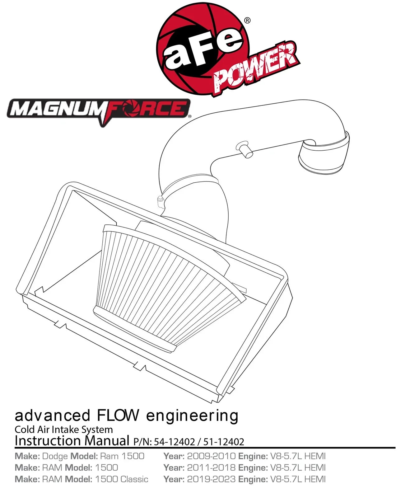 aFe MagnumFORCE Intake Stage-2 Pro 5R 13 Dodge Ram 1500 V8 5.7L