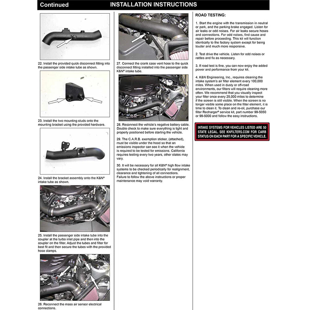 K&N 16-17 Cadillac ATS-V 3.6L V6 Twin Turbo Performance Intake Kit