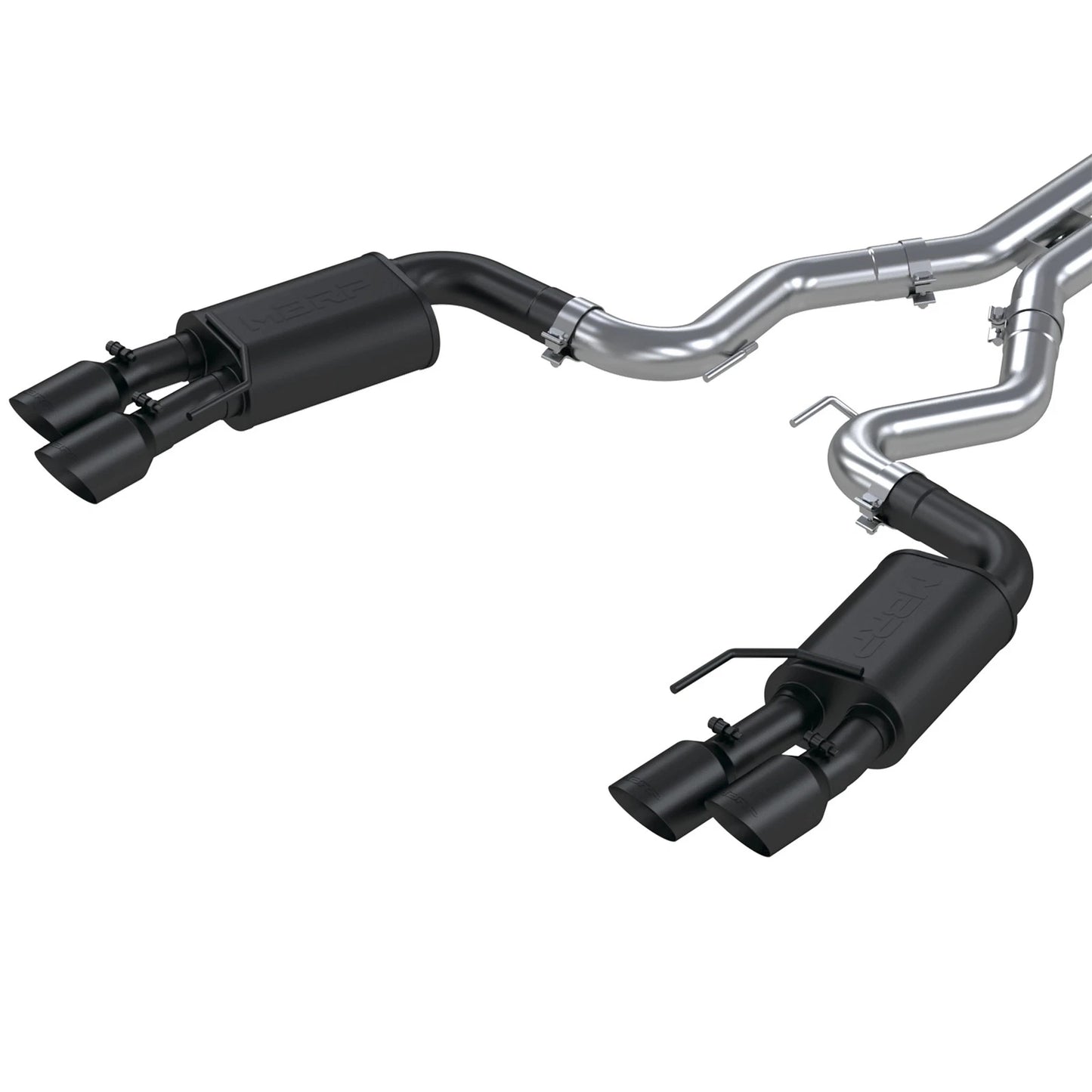 MBRP 18-19 Ford Mustang GT 5.0 3in Dual Split Rear Cat Back w/ Quad 4in Dual Wall Tips- Black Coated