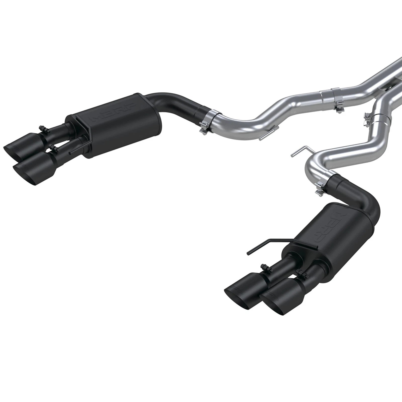 MBRP 18-19 Ford Mustang GT 5.0 3in Dual Split Rear Cat Back w/ Quad 4in Dual Wall Tips- Black Coated
