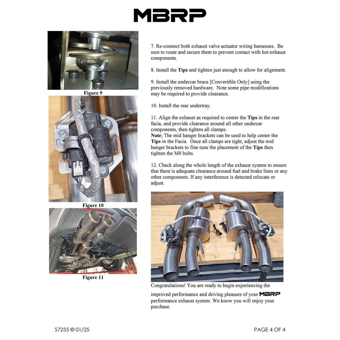 MBRP 2024+ For Mustang GT (S650) 3in Cat-Back Quad Tip - 4in Carbon Fiber Tips