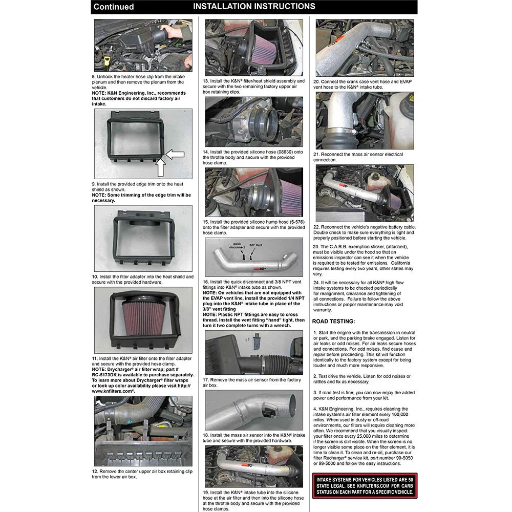 K&N 11-12 Ford F250/F350 SD 6.2L V8 High Flow Performance Intake