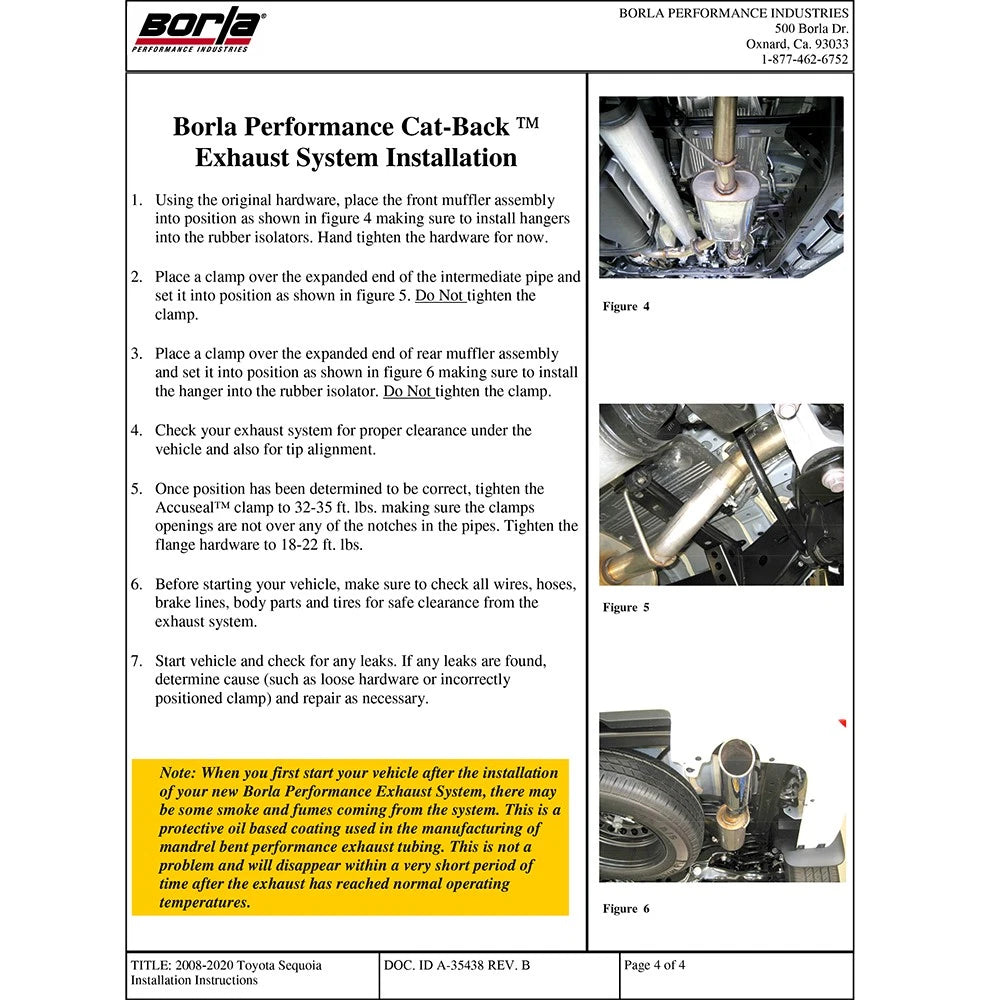 Borla 08-12 Toyota Sequoia SR5/Platinum/Ltd 5.7L 8cyl AT 6spd RWD/4WD SS Catback Exhaust