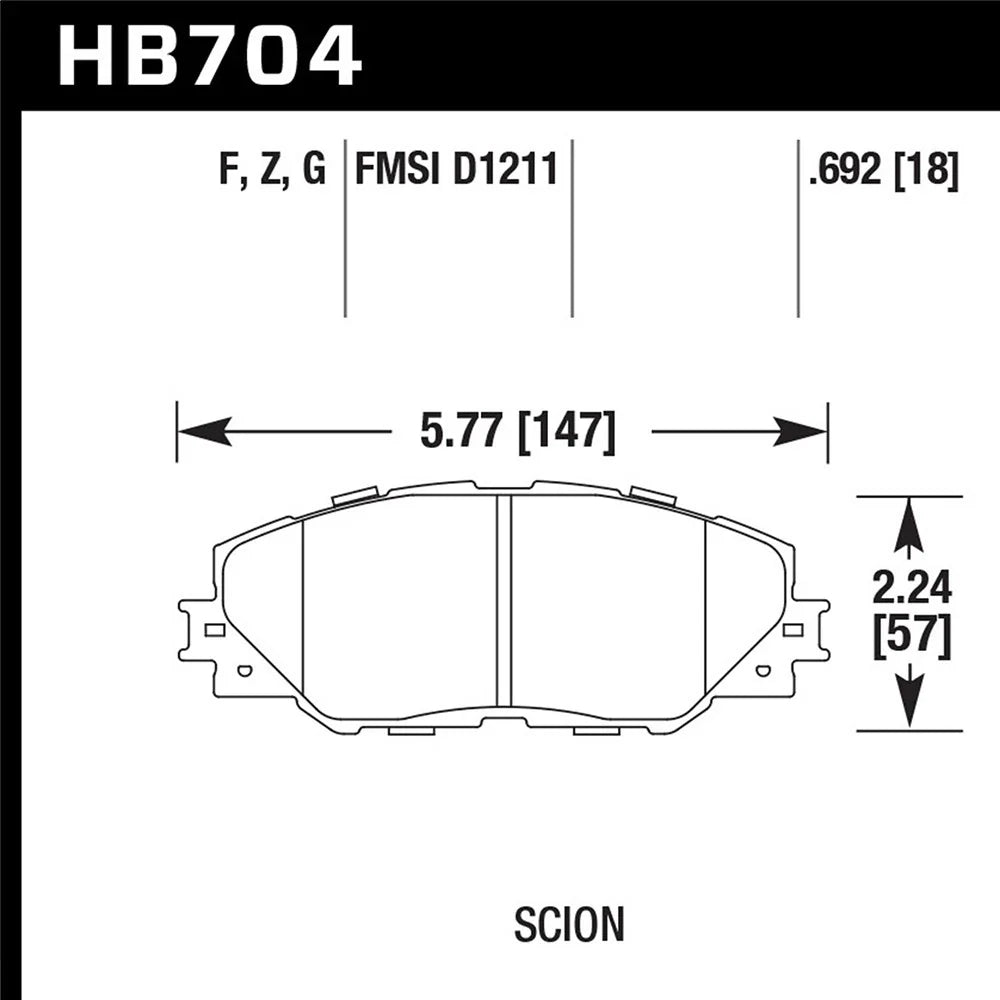 Hawk 09-10 Pontiac Vibe 2.4L / 11-12 Scion tC HPS Front Street Brake Pads