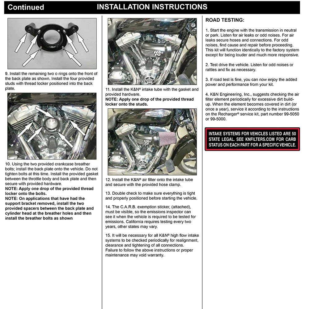 K&N 01-17 Harley-Davidson Softail / Dyna FI Performance Air Intake System