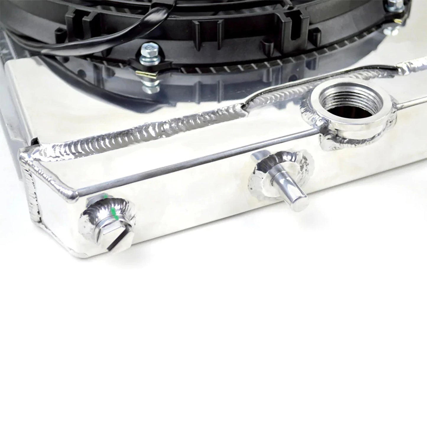 CSF 96-07 Mitsubishi Evo 4/5/6/7/8/9 Full-Slim Radiator w/12in Fan & Shroud/-16AN & Slip On Fitting