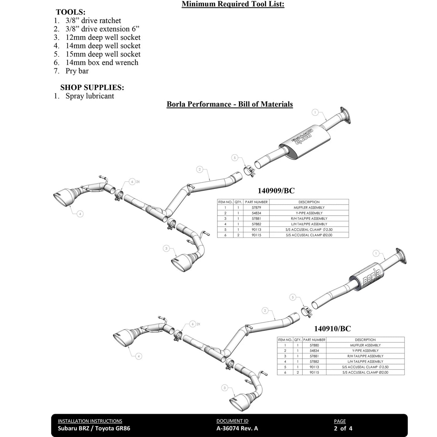 Borla 22-23 Subaru BRZ/Toyota GR86 2.4L RWD AT/MT ATAK Catback Exhaust - Black Chrome Tips