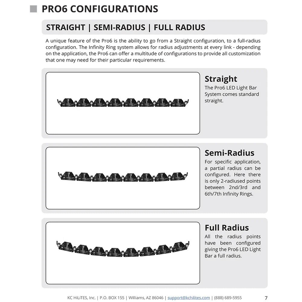 KC HiLiTES Universal 50in. Pro6 Gravity LED 8-Light 160w Combo Beam Light Bar (No Mount)