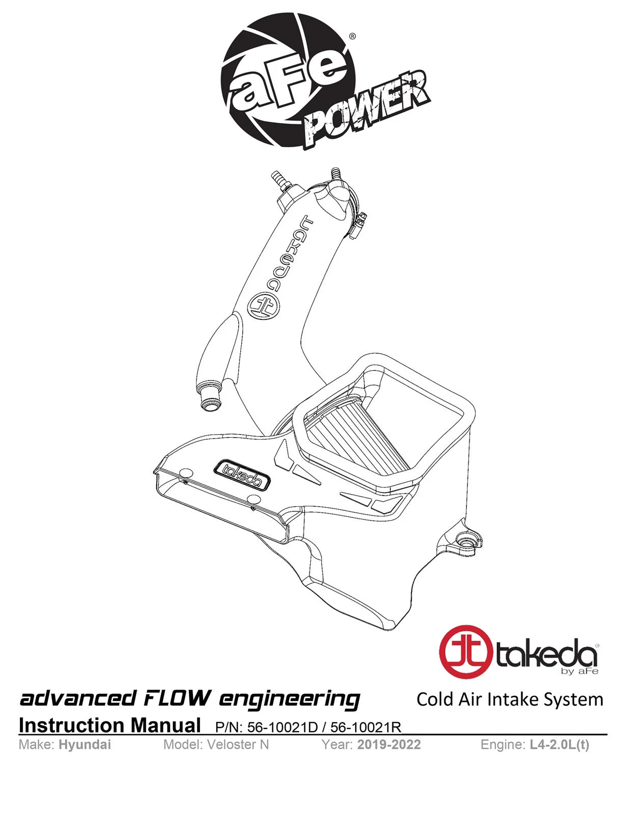 aFe Takeda Stage-2 P5R AIS 19-20 Hyundai Veloster N L4 2.0L