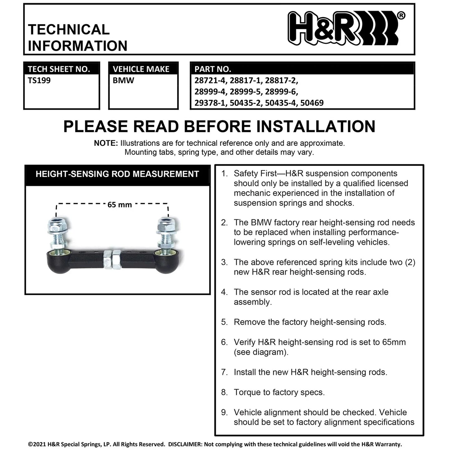H&R 10-15 BMW 740Li xDrive/750Li xDrive/760Li F02 Sport Spring (w/Self-Leveling)