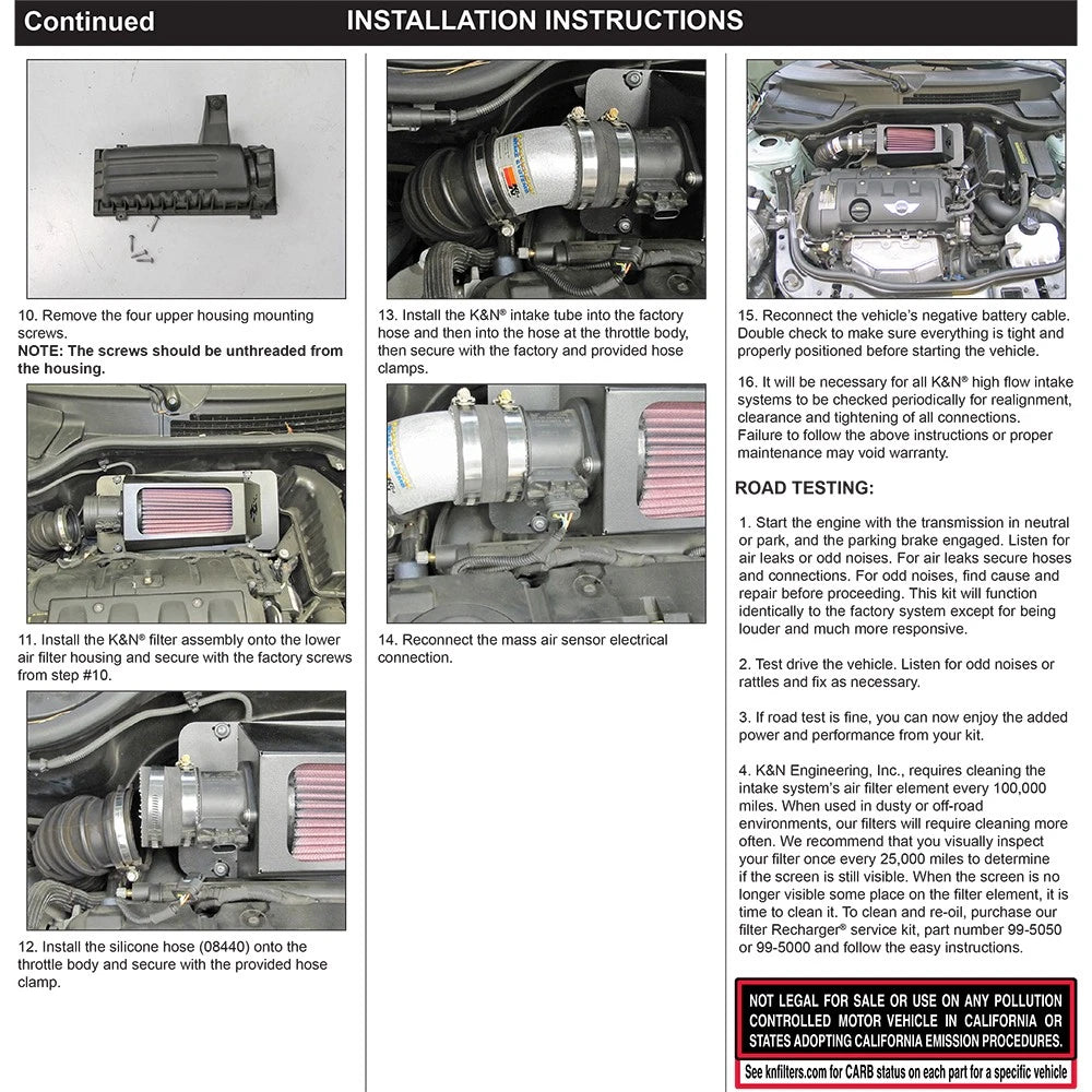 K&N 12-13 Mini Cooper S 1.6L 69 Series Typhoon Performance Intake Kit