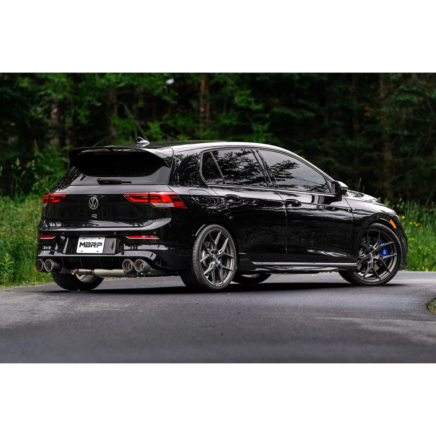 MBRP 2022 Volkswagen Golf R MK8 T304 Stainless Steel 3in Cat-Back, Quad Rear Exit- Carbon Fiber Tip