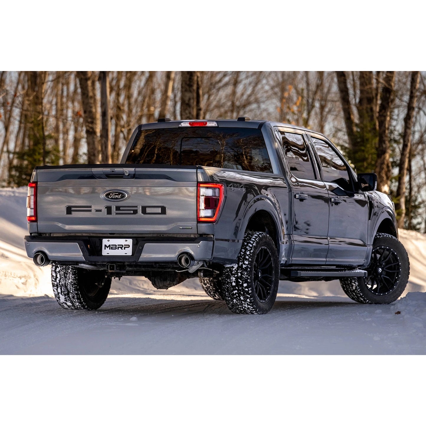 MBRP 22-23 Ford F150 T304 5in OD Black Tip Dual Rear Exit 3in Black Coated Cat Back Exhaust