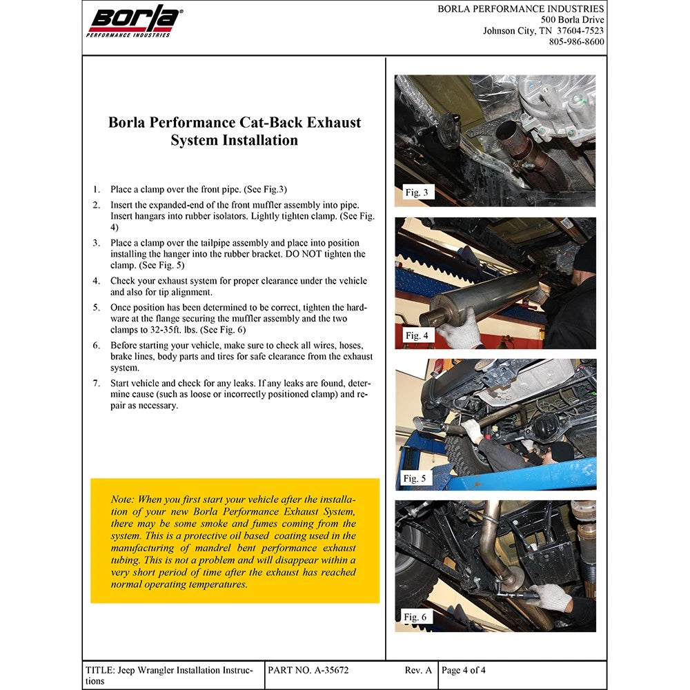 Borla 12-16 Jeep Wrangler V6 4WD Dirt Sport Cat-Back 2.5in Single Square Rolled Angle Cut Rear