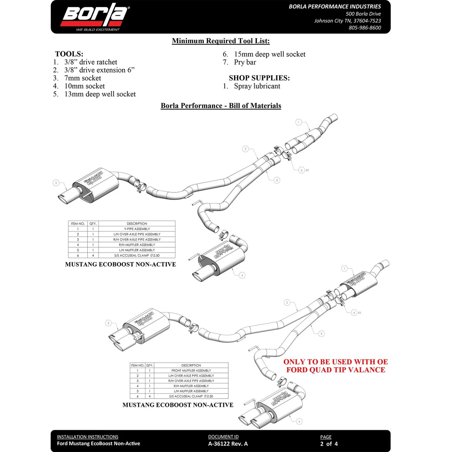 Borla 2024 Ford Mustang 2.3L Ecoboost ATAK Catback Exhaust CF BA w/ Quad Tips - Non-Active