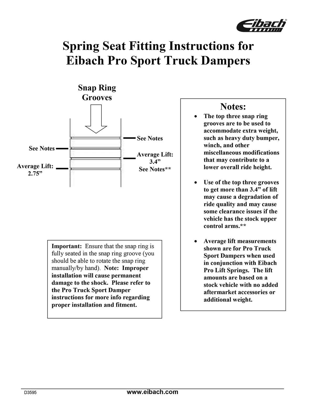 Eibach Pro-Truck Lift Kit for 03-09 Toyota 4Runner (Must Be Used w/Pro-Truck Front Shocks)