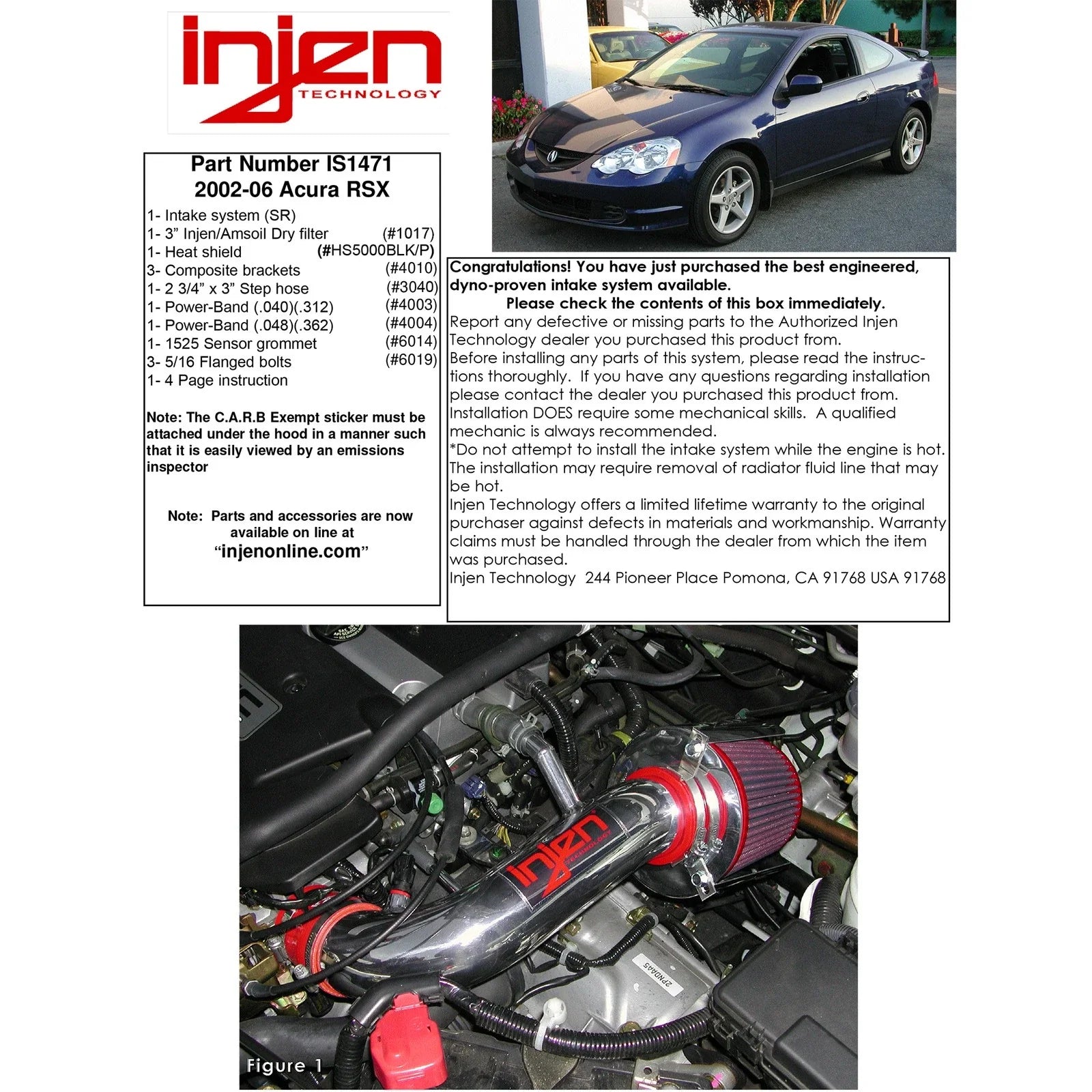 Injen 02-06 RSX (CARB 02-04 Only) Black Short Ram Intake