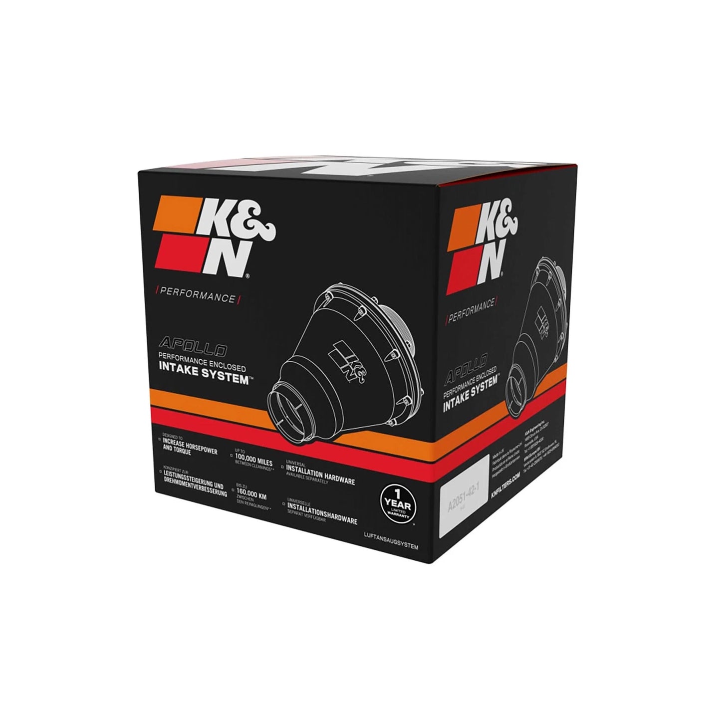 K&N Universal Apollo Black Cold Air Intake - 70mm OD FLG PP