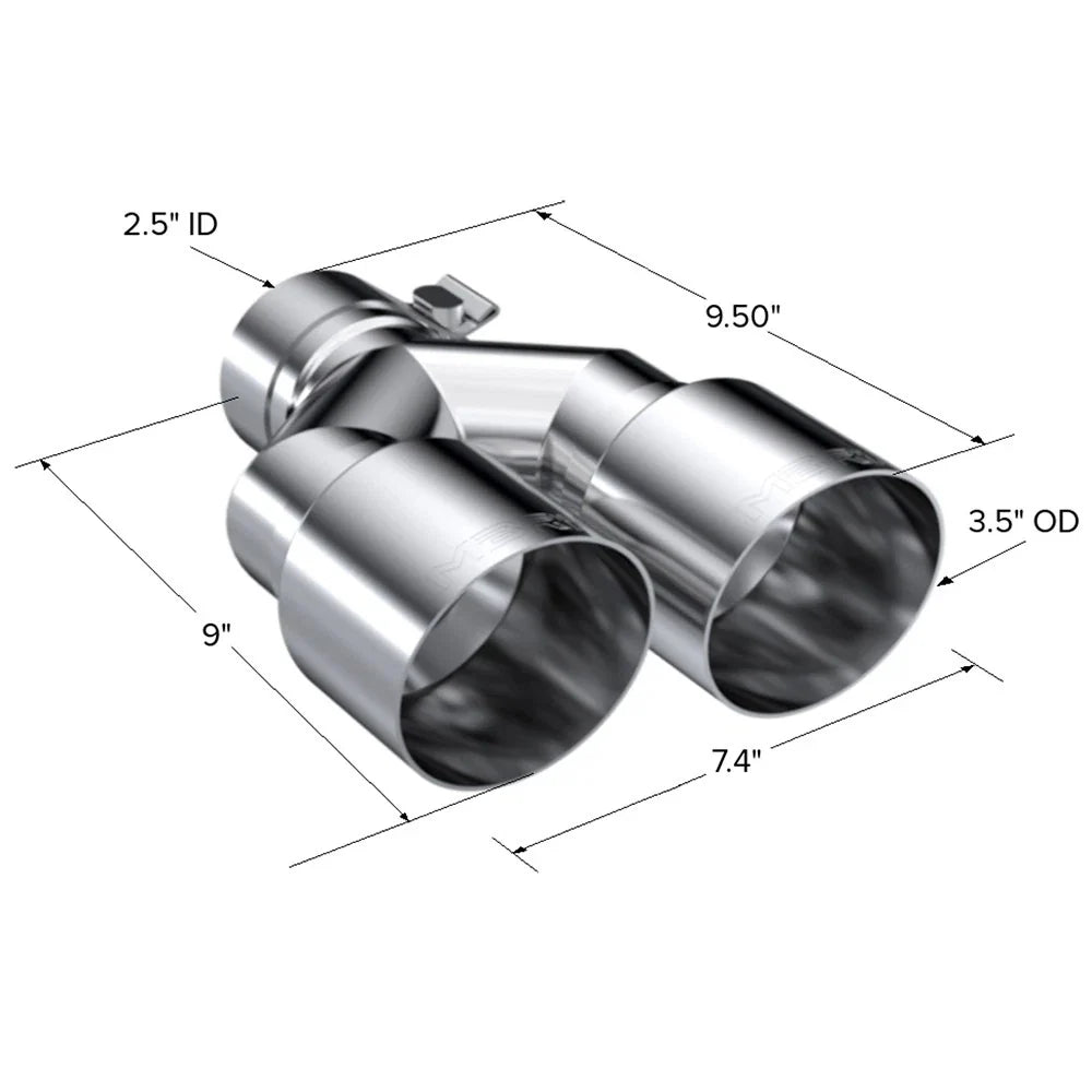 MBRP Universal T304 SS Dual Tip 3.5in OD/2.5in Inlet