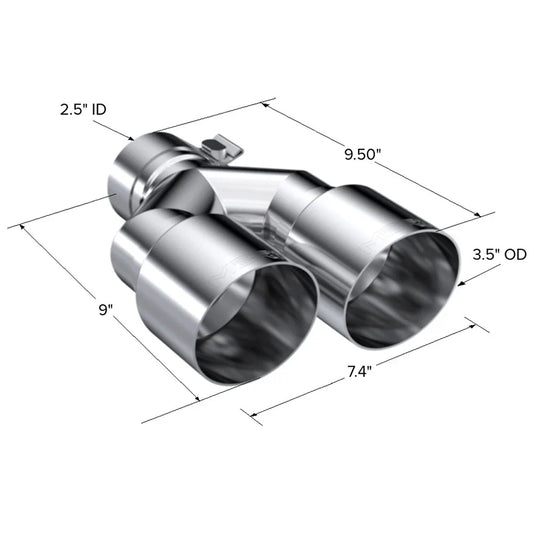 MBRP Universal T304 SS Dual Tip 3.5in OD/2.5in Inlet
